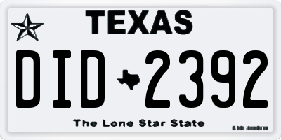 TX license plate DID2392