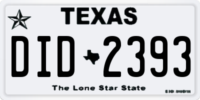 TX license plate DID2393