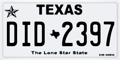 TX license plate DID2397