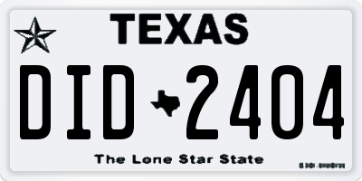 TX license plate DID2404