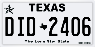 TX license plate DID2406