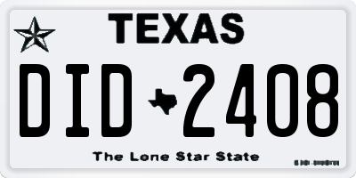 TX license plate DID2408