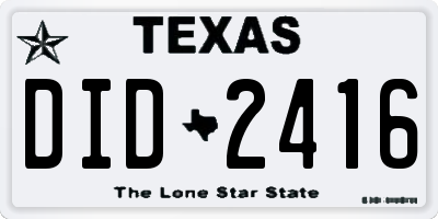 TX license plate DID2416