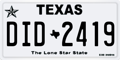 TX license plate DID2419