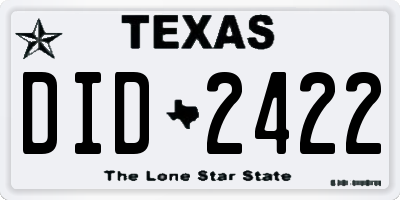 TX license plate DID2422