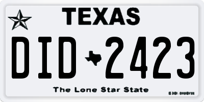 TX license plate DID2423
