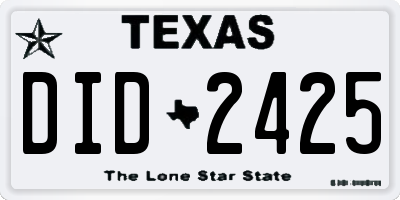 TX license plate DID2425