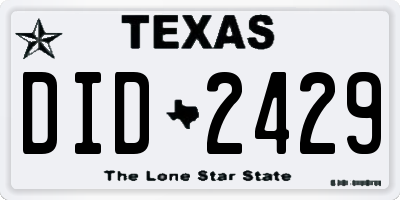 TX license plate DID2429