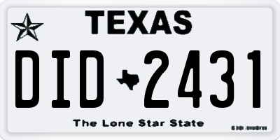 TX license plate DID2431