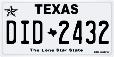 TX license plate DID2432