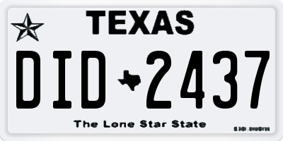 TX license plate DID2437