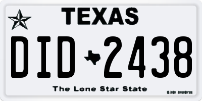 TX license plate DID2438