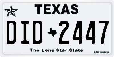 TX license plate DID2447