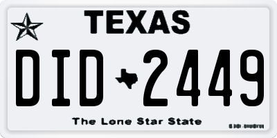 TX license plate DID2449