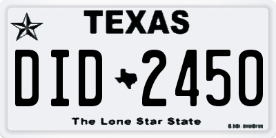 TX license plate DID2450
