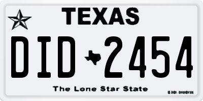 TX license plate DID2454