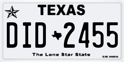 TX license plate DID2455