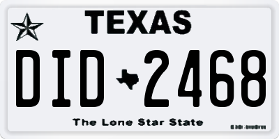 TX license plate DID2468