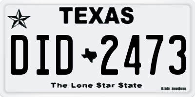 TX license plate DID2473