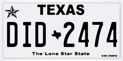 TX license plate DID2474