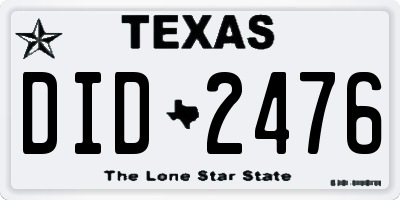 TX license plate DID2476