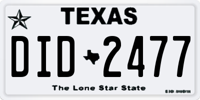TX license plate DID2477