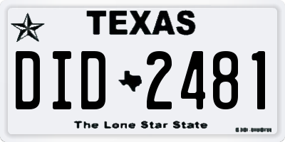 TX license plate DID2481