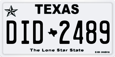 TX license plate DID2489
