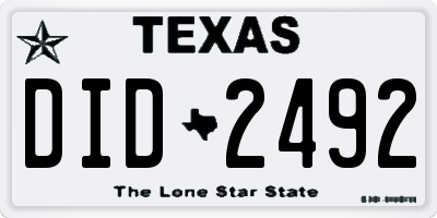 TX license plate DID2492