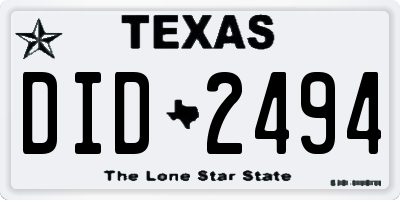 TX license plate DID2494