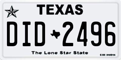 TX license plate DID2496