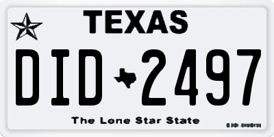 TX license plate DID2497