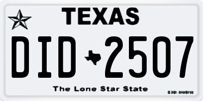 TX license plate DID2507