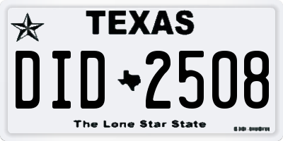 TX license plate DID2508