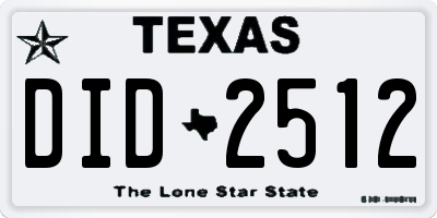 TX license plate DID2512