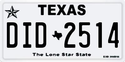 TX license plate DID2514