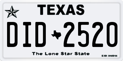 TX license plate DID2520