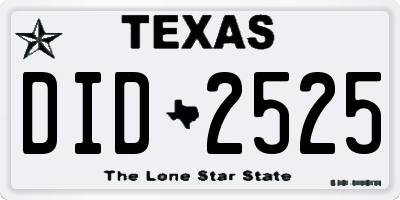 TX license plate DID2525