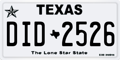 TX license plate DID2526