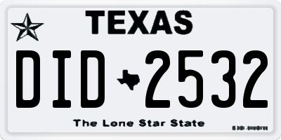 TX license plate DID2532