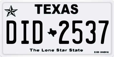 TX license plate DID2537