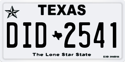 TX license plate DID2541
