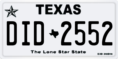 TX license plate DID2552