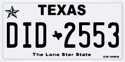 TX license plate DID2553