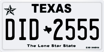 TX license plate DID2555