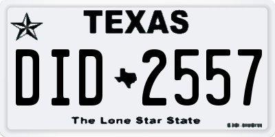 TX license plate DID2557