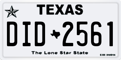 TX license plate DID2561