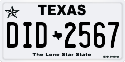 TX license plate DID2567