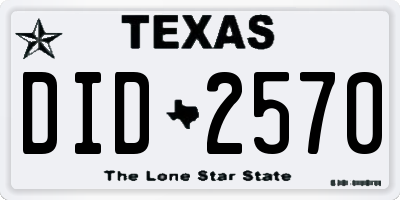 TX license plate DID2570