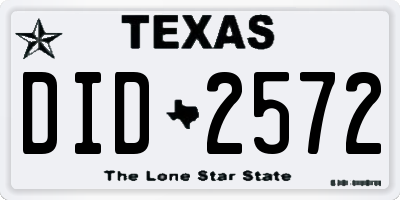 TX license plate DID2572
